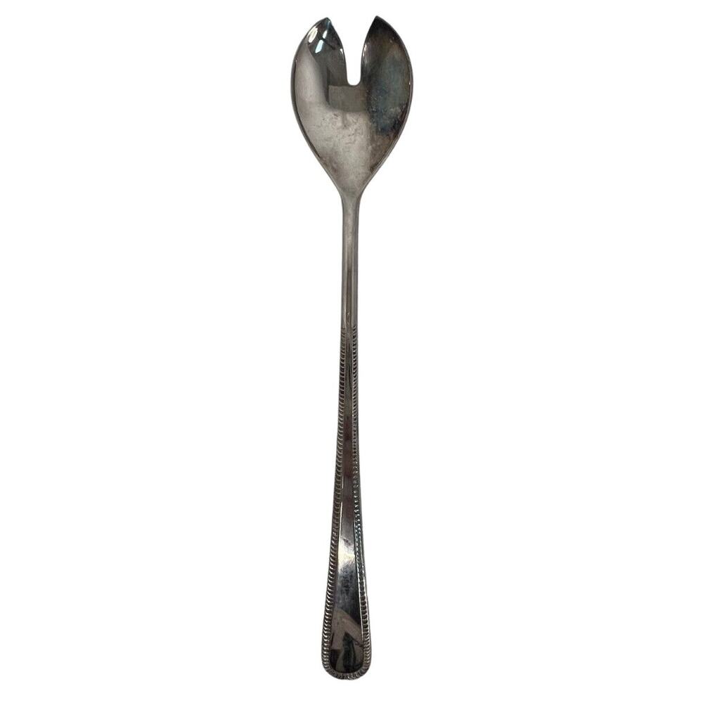 VTG Brama EP on Zinc England 9.5" Salad Serving Fork Silver Plate Flatware